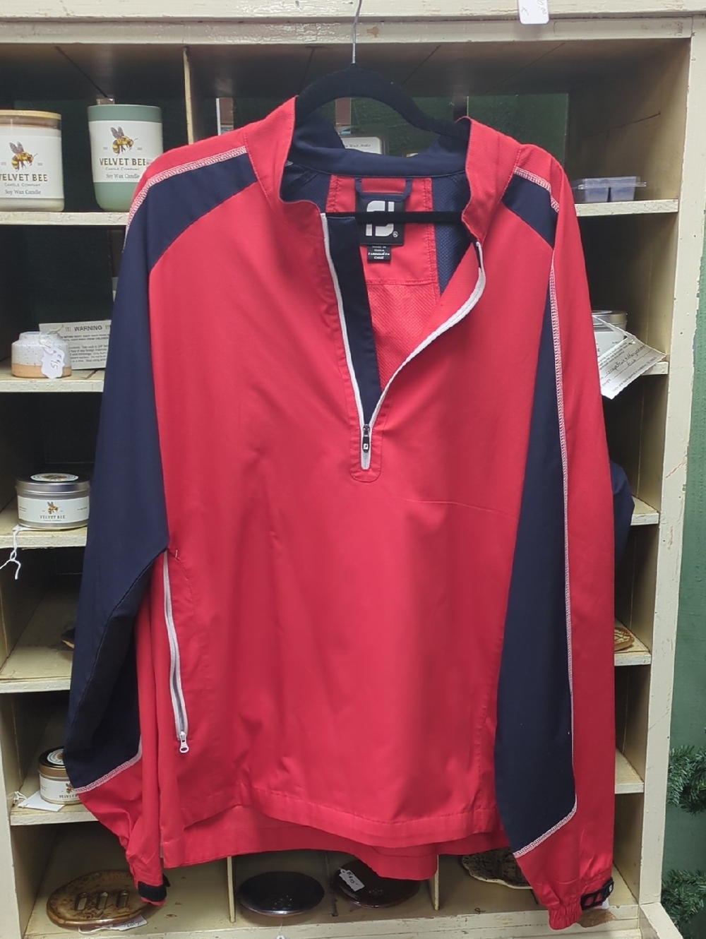 Footjoy GOLF Red and Navy Half-Zip Pullover Jacket